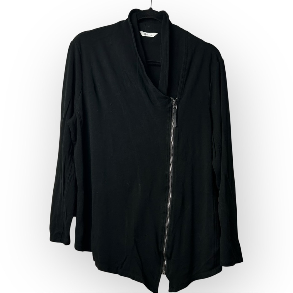 Reitmans Black Asymmetrical Zip Up Sweater 1X
